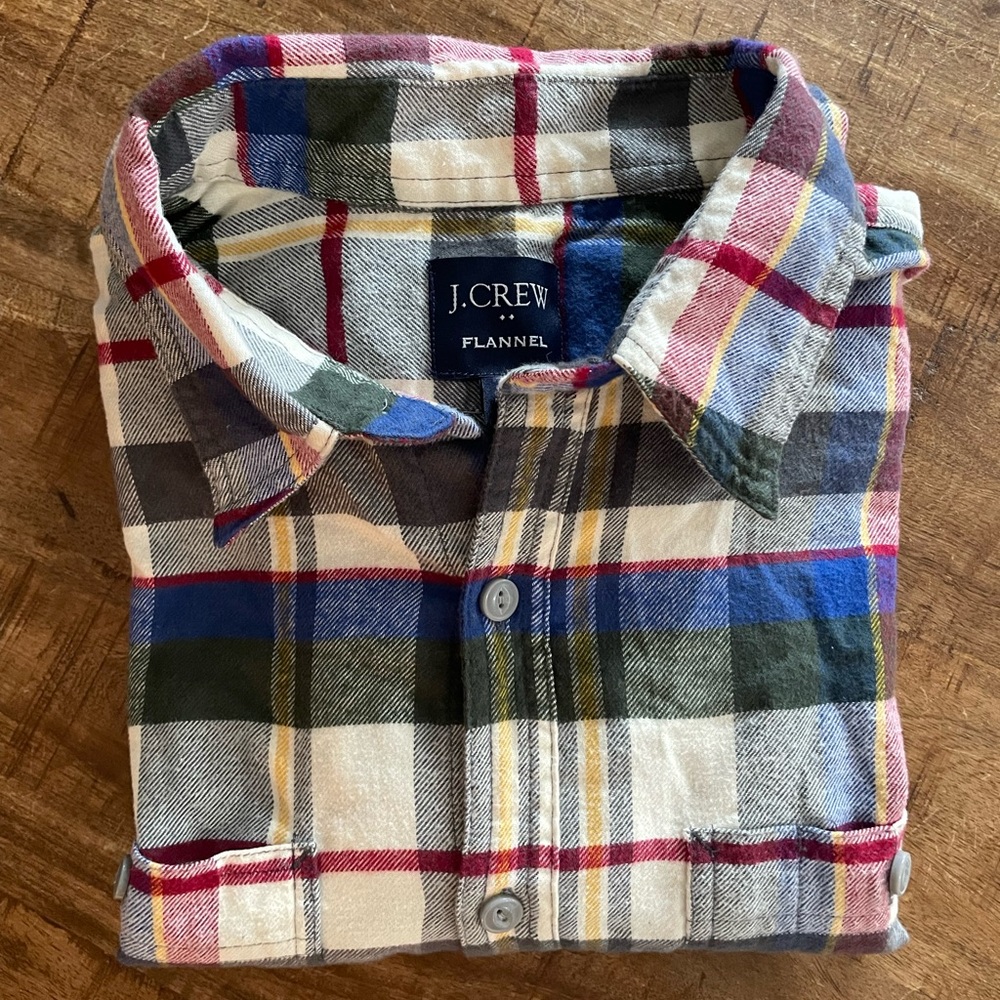 J. Crew Men's Plaid Flannel Long Sleeve Shirt